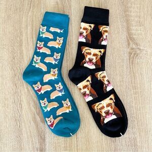 Dog Print Socks Corgi and Pitbull Print Socks